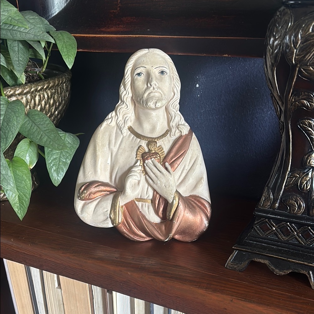 Vintage Chalkware Sacred Heart Jesus